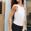 Clearance Beyond Yoga Featherweight Your Fit Shirred Tank Cloud White