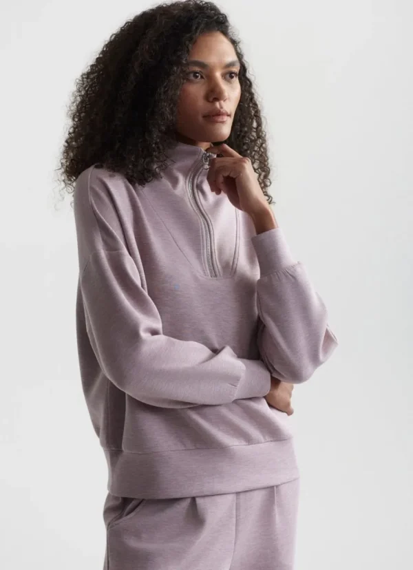 Hot Varley Hawley Half Zip Sweat Mauve Marl