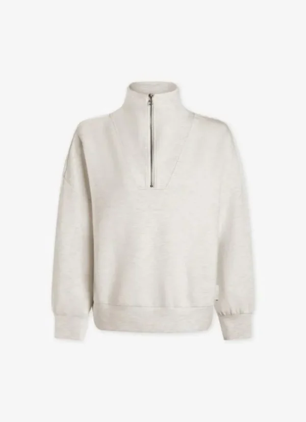 Online Varley Hawley Half Zip Sweat Ivory Marl